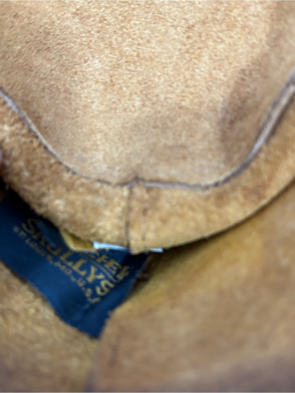 Vtg Henschel Skully’s Suede Leather Brown Outback Western Hat Men's Med Feather - Picture 9 of 9